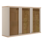 Armário Aéreo De Cozinha 120cm Palas 3 Portas De Vidro