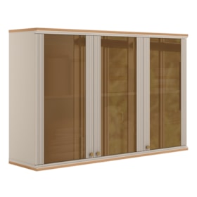 Armário Aéreo De Cozinha 120cm Palas 3 Portas De Vidro