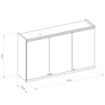 Armário Aéreo De Cozinha 3 Portas 120cm Amajari