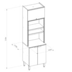 Armário De Cozinha Torre Quente 2 Nichos 65cm Amajari