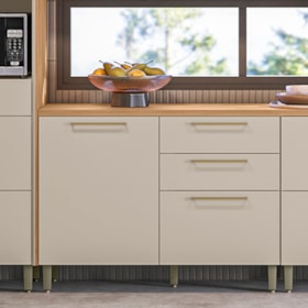 Balcão De Cozinha Com Tampo 120cm Palas 1 Porta 3 Gavetas