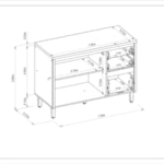 Balcão De Cozinha Com Tampo 120cm Turan 2 Portas 3 Gavetas