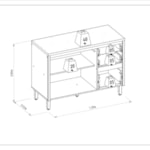 Balcão De Cozinha Com Tampo 120cm Turan 2 Portas 3 Gavetas