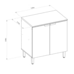 Balcão De Cozinha Com Tampo 80cm Amajari 2 Portas