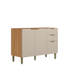 Balcão De Cozinha Para Pia 120cm Amajari 3 Portas 2 Gavetas