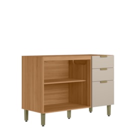 Balcão De Cozinha Para Pia 120cm Amajari 3 Portas 2 Gavetas