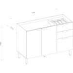 Balcão De Cozinha Para Pia 120cm Amajari 3 Portas 2 Gavetas