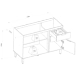Balcão De Cozinha Para Pia 120cm Amajari 3 Portas 2 Gavetas