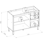 Balcão De Cozinha Para Pia 120cm Turan 2 Portas 3 Gavetas