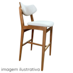 Banqueta Alta Cardigan Estofada Em Corino Caramelo E Pés Madeira Cor 70
