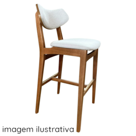 Banqueta Alta Cardigan Estofada Em Corino Caramelo E Pés Madeira Cor 70