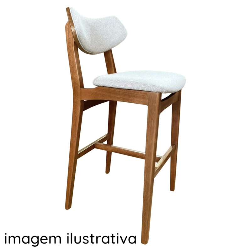 Banqueta Alta Cardigan Estofada Em Corino Caramelo E Pés Madeira Cor 70
