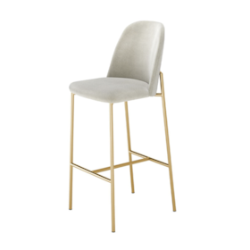 Banqueta Lucille Em Aço Carbono Dourado E Soft Palha