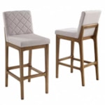 Banqueta Lumera Em Madeira Champagne - Linho Fit Cru