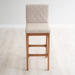 Banqueta Lumera Em Madeira Champagne - Linho Fit Cru