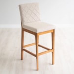 Banqueta Lumera Em Madeira Champagne - Linho Fit Cru