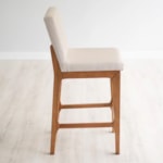 Banqueta Lumera Em Madeira Champagne - Linho Fit Cru
