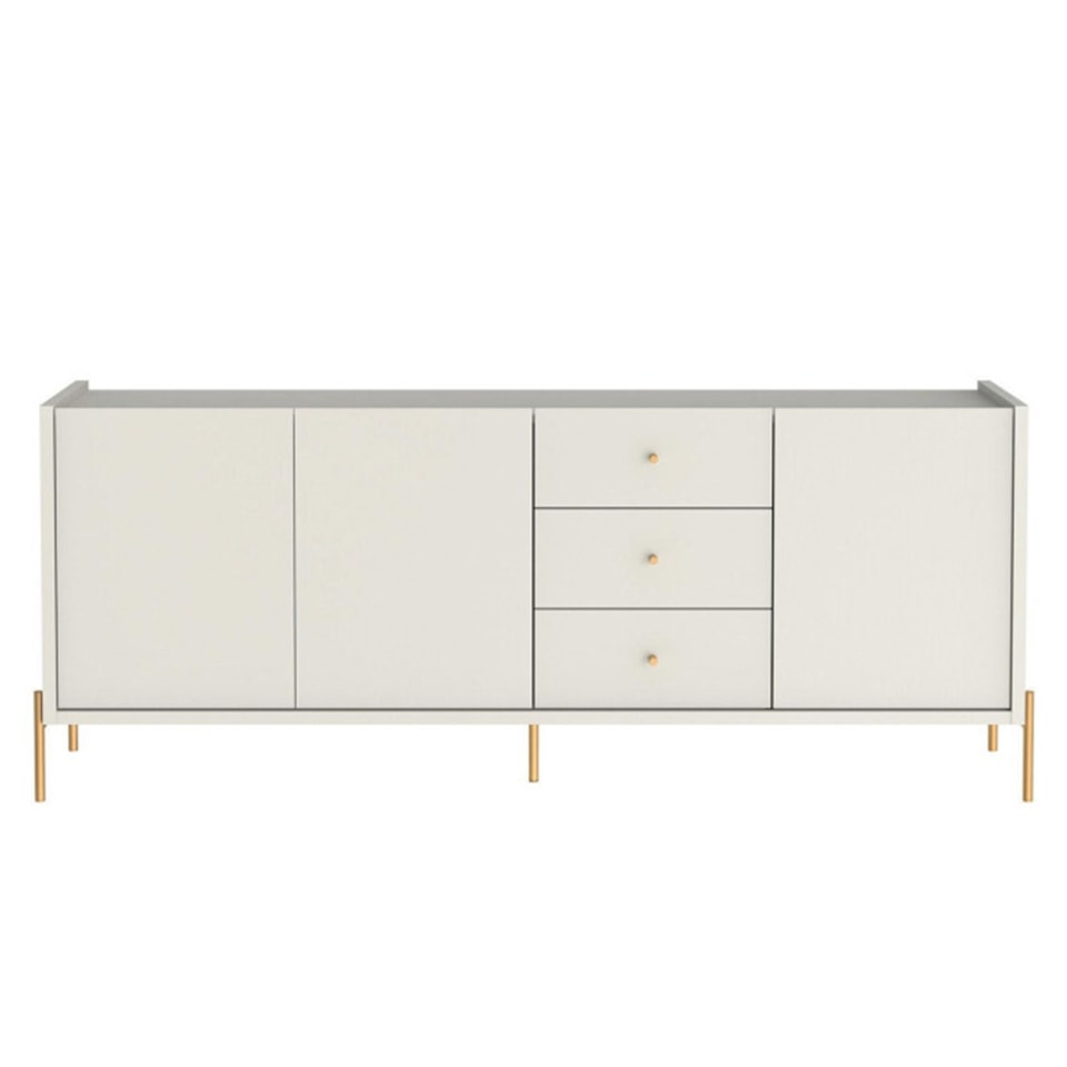 Buffet Jasper C/ 3 Portas e 3 Gavetas Offwhite Fosco/Dourado