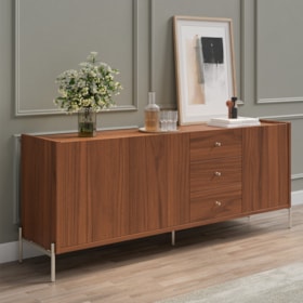 Buffet Jasper Com 3 Portas E 3 Gavetas Canela E Champagne