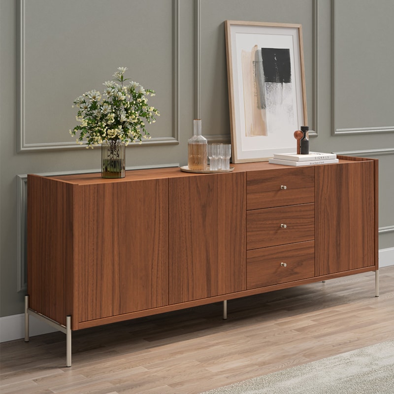 Buffet Jasper Com 3 Portas E 3 Gavetas Canela E Champagne