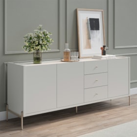 Buffet Jasper Com 3 Portas E 3 Gavetas Off White Fosco E Champagne