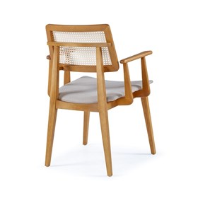 Cadeira Atacama Com Braço Em Madeira Maciça E Palhinha - Freijó/Bege