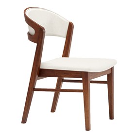 Cadeira Charlotte em Madeira Maciça - Branco Liso/Marrom