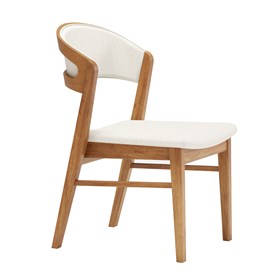 Cadeira Charlotte em Madeira Maciça - Branco Liso/Marrom Claro