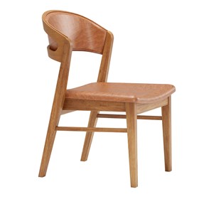 Cadeira Charlotte em Madeira Maciça - Caramelo/Marrom Claro