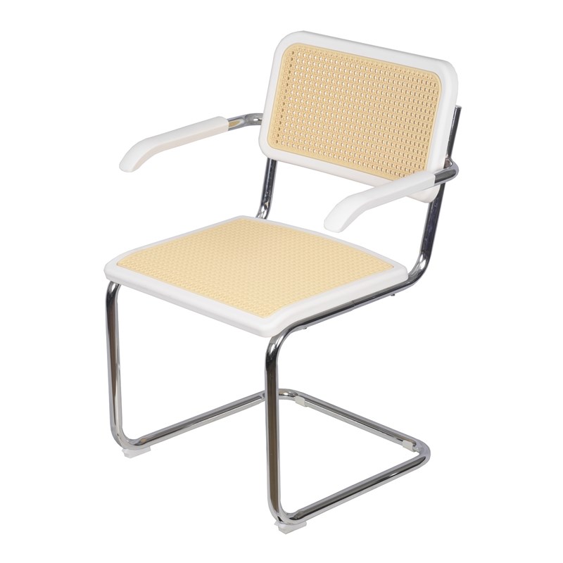Cadeira Chromium Com Braços Em Polipropileno E Base Cromada Branco