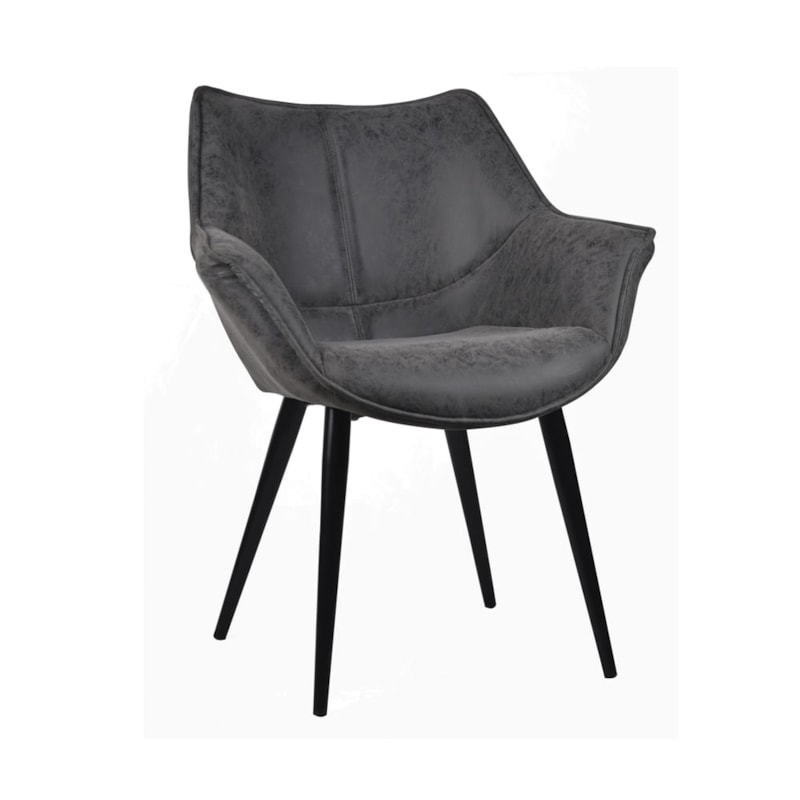 Cadeira Daena Estofada em PU - Preto Vintage