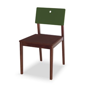 Cadeira Elgin em Madeira Maciça - Imbuia/Verde Musgo