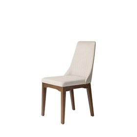 Cadeira Elsie Natural em Linho - Off-white/PU Off-white