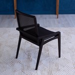 Cadeira Logan Em Madeira Maciça E Palhinha - Preto/Courino Preto