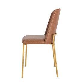 Cadeira Lucille Com Pés Em Aço Carbono Dourado - Caramel