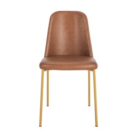 Cadeira Lucille Com Pés Em Aço Carbono Dourado - Caramel