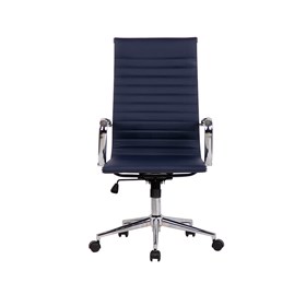 Cadeira Office Alta Hamilton C/ Base Cromada - Azul Escuro