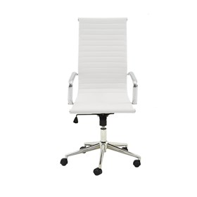 Cadeira Office Alta Hamilton C/Base Cromada - Branco