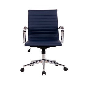 Cadeira Office Baixa Hamilton C/ Base Cromada - Azul Escuro