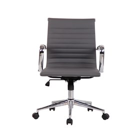 Cadeira Office Baixa Hamilton C/ Base Cromada - Cinza