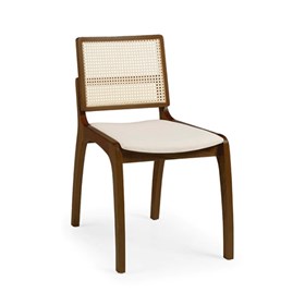 Cadeira Teerã Em Madeira Maciça E Palhinha - Nogueira/Bege