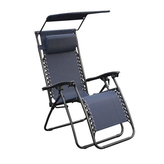 Cadeira Topplin Reclinável C/Tapa Sol em Aço Carbono - Azul Marinho