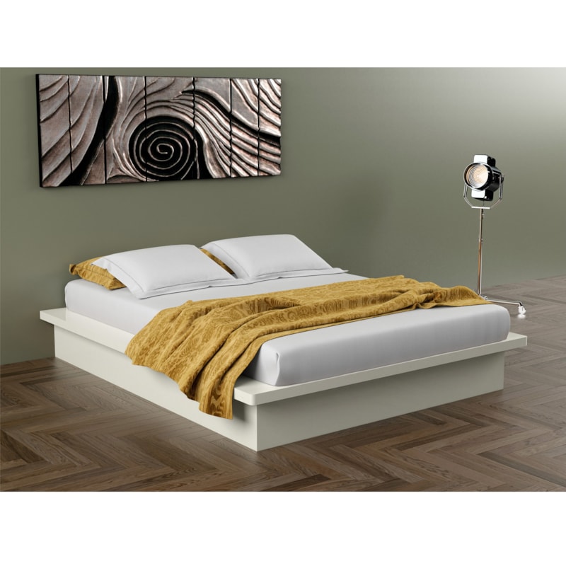 Cama de Casal Rutger em Madeira Laminada - Off-White