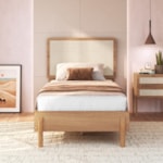 Cama De Solteiro Oslo 88cm Com Cabeceira Em Palhinha