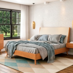 Cama Trévise Casal/Queen/King Com Cabeceira Em Tecido