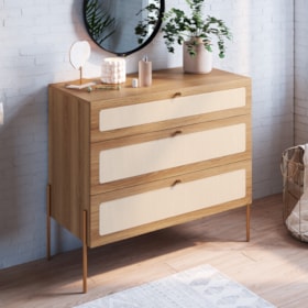 Cômoda Oslo 3 Gavetas Com Pés Metálicos