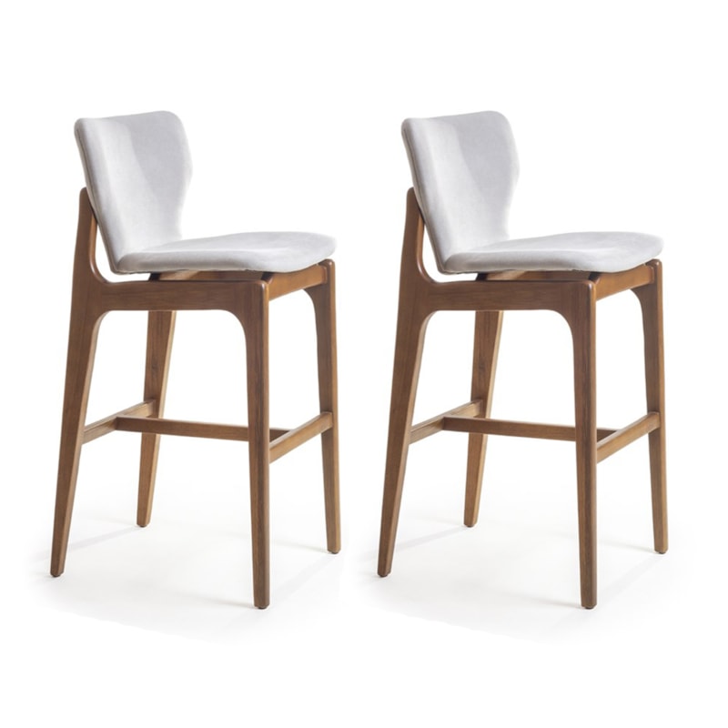Conjunto 2 Banquetas Livia Em Madeira Maciça Freijó 75cm