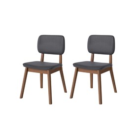 Conjunto 2 Cadeiras Classic Em Madeira Maciça - Cinza