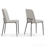 Conjunto 2 Cadeiras Taigra Em Aço Carbono Preto E Tecido - Cinza