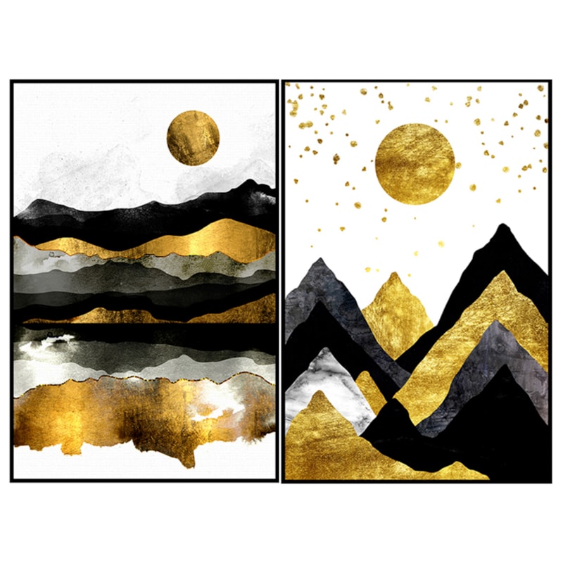 Conjunto 2 Quadros Decorativos Montagne Dorate